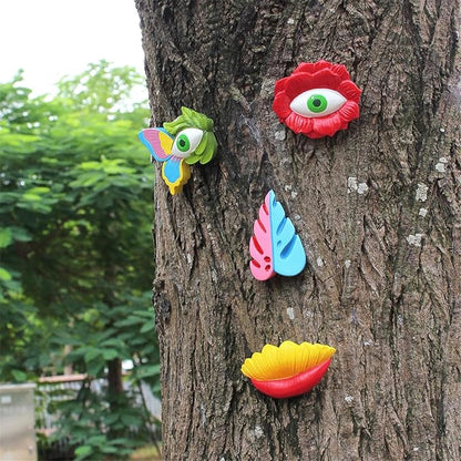 Garden Statues Funny Tree Faces Sculpture Full Color Tree Hugger Garden Decoration Whimsical Sculpture Garden Peeker for Easter Creative Props Yard Ornaments Decor