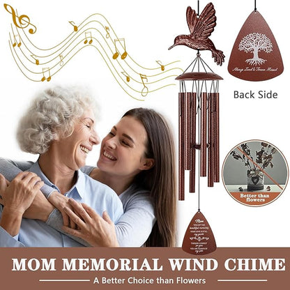 VENBEEL Mom Memorial Wind Chimes, Hummingbird Sympathy Gifts for Loss of Mom, Memorial Gifts for Mother Bereavement Condolence Remembrance
