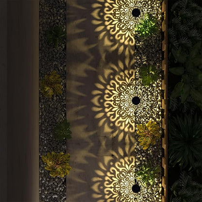 gardencave 6 Pack Solar Lights Outdoor Garden Decorative Mandala Solar Pathway Lights Waterproof Plastic Outside Solar Path Landscape Lights Gardening Gifts for Women Mom Backyard Walkway Yard Decor