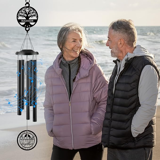 Personalized Anniversary Wind Chime – Custom Wedding Gift for Couple, Parents, Him or Her, Unique Wind Chime Gift for 10th, 20th, 25th, 50th & Any Year Anniversary