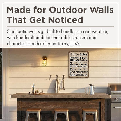 HBA Sun Protected Patio Rules Metal Sign, Guaranteed Not to Fade for 4 Years