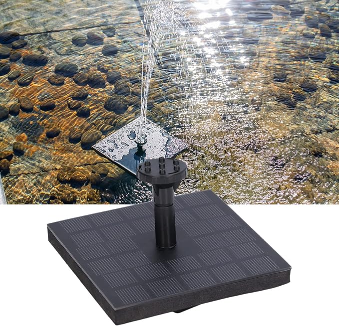 Solar Water Fountain for Bird Bath,Solar Bird Bath Fountains Pump with 6 Nozzles Monocrystalline Silicon Square Floating Outdoor Solar Water Pump for Garden, Pond, Pool