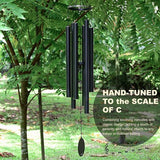Vanquer Wind Chimes for Outside Deep Tone - 48'' Wind Chimes Outdoor Clearance, Deep Tone, Memorial WindChimes, Outdoor Décor, Wind Spinner, Sympathy Gift, Patio, Home Décor (Black)