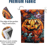 Spooky Pumpkin House Flag Scary Halloween Flags for Outside 28x40 Double Sided Large Stained Glass Fall Garden Flags Autumn Yard Flag for Outdoor Porch Lawn Farmhouse Thanksgiving Decor