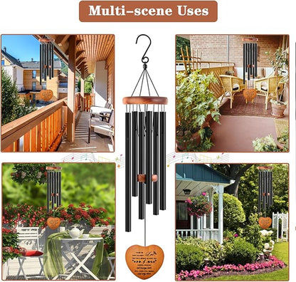 Sympathy Gifts for Loss of Loved One, Memorial Wind Chimes for Mom Dad Husband Brother, Funeral Bereavement Sympathy Gifts Basket, in Memory of Loved One Gifts - Black