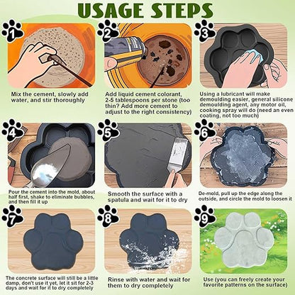 Threlaco Large Paw Print Stepping Stones Mold, 16.54 in Reusable Concrete Cement Textured Plastic Craft Paver Forms Non-Slip for Casting Garden Pavement and Walkway