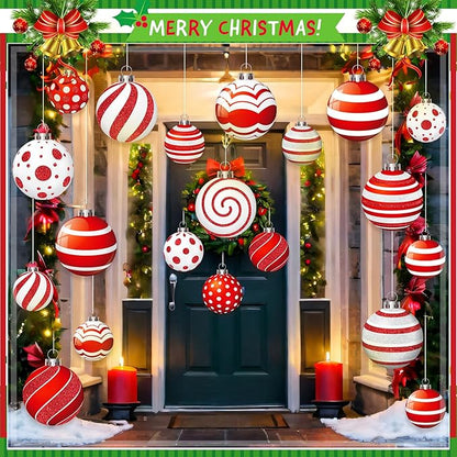 Huwena 24 Pcs Christmas Outdoor Decorations Hanging Ornaments Christmas Yard Signs Double Sided Lawn Decorations for Xmas Party Porch Lawn Decor (Fresh Style)