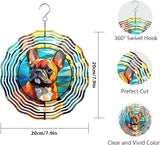 French Bulldog Wind Spinner Pet Dog Memorial Gifts, Vibrant 3D Kinetic Metal Hanging Outdoor Garden Decor, Frenchie Gifts for Dog Lovers, 8" Wind Sculptures for Patio, Porch, Yard Art (Frenchie 5)