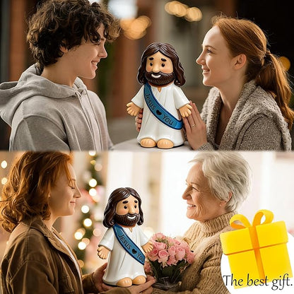 LIULO TOOL Jesus Love You Solar Lighted Figurine, 10.4 Inch Resin Religious Christian Statue, Glowing Christian Gifts for Indoor Home and Outdoor Garden Decorations, Gift for Mom Grandma