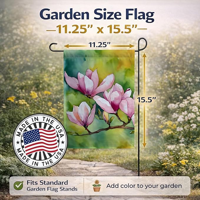 Caroline's Treasures Mississippi Magnolia in Watercolor Garden Flag Mailbox Flag Decorative Yard Flag Banner Outside Patio Artwork Yard Flower Beds, Garden Size, Multicolor