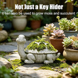 Turtle Planter Key Holder Box Waterproof Outdoor Hide-A-Key Succulent Pot with Drainage Succulent or Moss Planter on Turtle Shell Unique Garden Decor Sculpture Gift for Plant Lovers