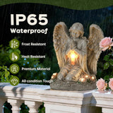 Solar Angel Garden Statue Outdoor Decor Cemetery Decorations for Grave Praying Angel Figurines with LED Light for Outdoor Lawn Yard Patio Decor Memorial Gifts for Women, Mom, Grandma