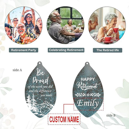 ASTARIN Personalized Happy Retirement Wind Chimes, Tree of Life Retirement Wind Spinner Gift for Women/Men Teacher Coworker 2024, Going Away Farewell Gifts, Deep Tone Larde Wind Chime(Produced in USA)