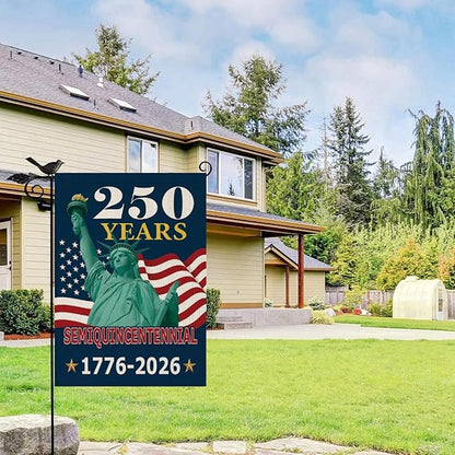 250 Years America Garden Flag,250th Anniversary USA Patriotic Double-Sided Banner,Statue of Liberty Design, 12 x 18 Inch, 1776-2026 Semiquincentennial