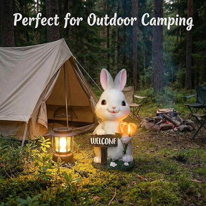 Solar Garden Outdoor Rabbit Statue Lights, Waterproof LED Bunny Sculptures for Patio Yard Lawn Backyard Decor (White)
