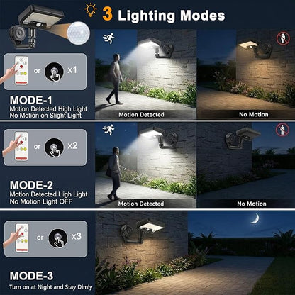 Magnetic Solar Lights Outdoor with Motion Sensor, 3CCT Solar Fence Lights Outdoor with 92 LEDs, 3 Modes, Magnetic & Adhesive Mount, IP65 Waterproof Security Lights for Wall Patio Deck(2 Pack,Black)