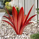 TOMBABY Enlarge Thickened Wind Resistant Metal Agave Garden Art Metal Plant Country Garden Sculpture Statue Outdoor Decoration Agave Metal Plant Courtyard Garden Lawn Ornament Gift (1, 12 Leaves red)