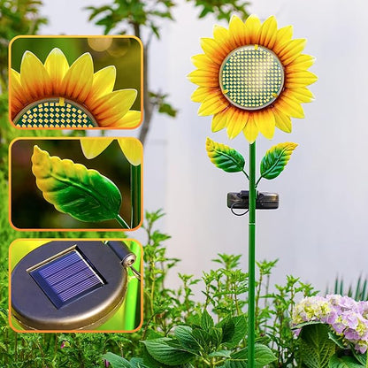 Solar Sunflower Garden Stake Lights, Waterproof LED Outdoor Decorative Lights for Yard Patio Lawn, Unique Birthday Gift for Mom Grandma, Garden Gift for Plant Lovers