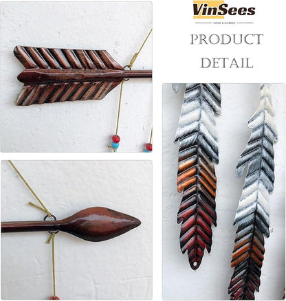 Metal Arrow & Feather Wall Art, Native American Indian Style Decor, Arrow Western Decor, Wind Chime Pendants, Thanksgiving Gift, American Indian Decoration