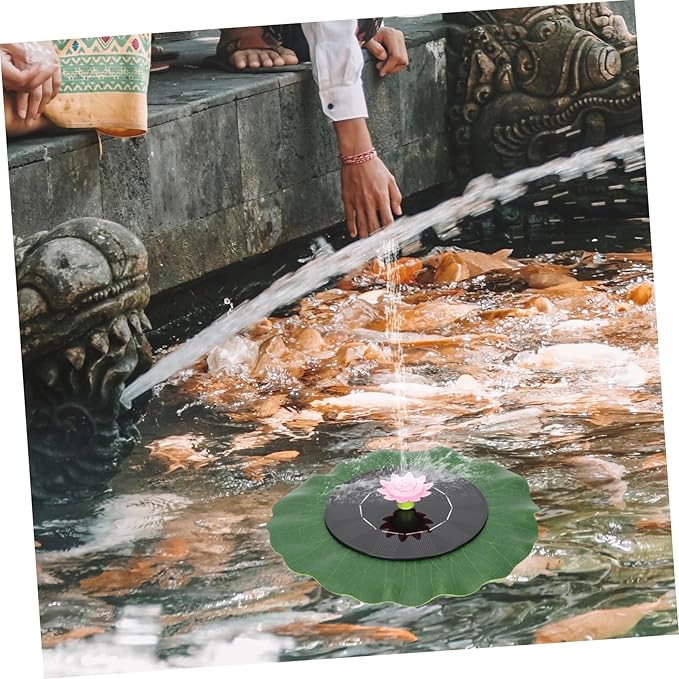1set Lotus Solar Fountain Solar Bird Bath Outdoor Garden Decor Water Feature Floating Fountain