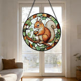 DASTOLL Stained Glass Window Hanging, Squirrel on a Branch Suncatcher Diamond Glass Panel Animal Sun Catchers Decor for Birthday for Women, Men, Wife, Aunt, and Mom 7.8 in