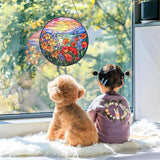 Stained Glass Window Hanging, Flower Sun Catcher for Door Terrace Garden Kitchen Home Decor, Mountain and Sunset Suncatchers for Mother's Day Birthday Gifts for Women Men Dad Mom Nana Wife 7.8 in
