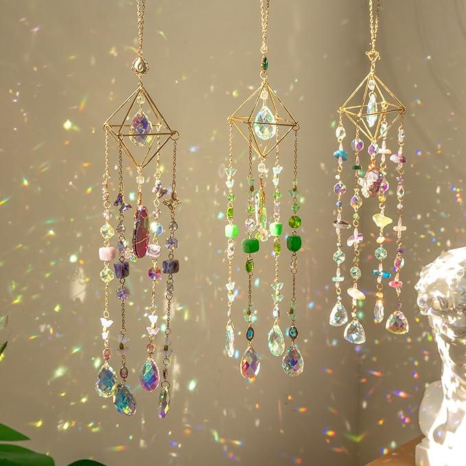 Crystal Sun Catchers Indoor Window Crystal Boho Suncatcher Hanging Rainbow Maker Decor Light Catchers for Windows Garden Outdoor Home Decoration