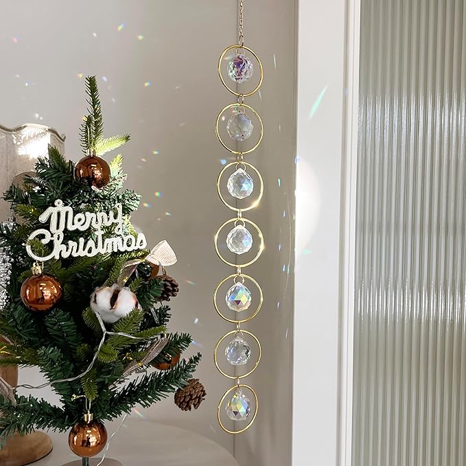 7 Chakra Crystal Suncatcher, Healing Chakra Window Ornament, 30mm Crystal Ball Sun Catcher, Hanging Rainbow Maker, Meditation, Fengshui, Yoga (AB Colors)
