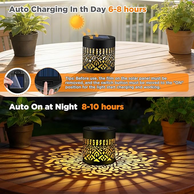 2 Pack Decorative Solar Mandala Lights, Solar Fence Lights Outdoor, Hanging LED Solar Deck Step Wall Lights Waterproof for Yard, Garden, Patio, Backyard Decor, Gifts for Mom Women, Warm White