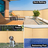 Eden's Decor Balcony Privacy Screen Beige 2'6"x 19' Cover Mesh Windscreen Weather-Resistant UV Protection for Backyard Deck, Patio, Balcony, Pool, Porch, Fence, Railing, Gardening