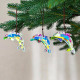 76mm/3in Lovely Crystal Dolphin Prism Sun Catchers,Window Crystal Prism Suncatcher,AB Coating Hanging Crystals for Indoor Outdoor Christmas Decor