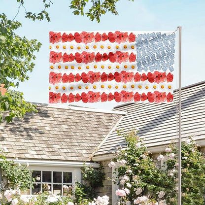 AVOIN colorlife Myosotis Poppy Memorial Day House Flag 3x5 FT Double Sided Outside, Patriotic American Flag Yard Outdoor Decoration