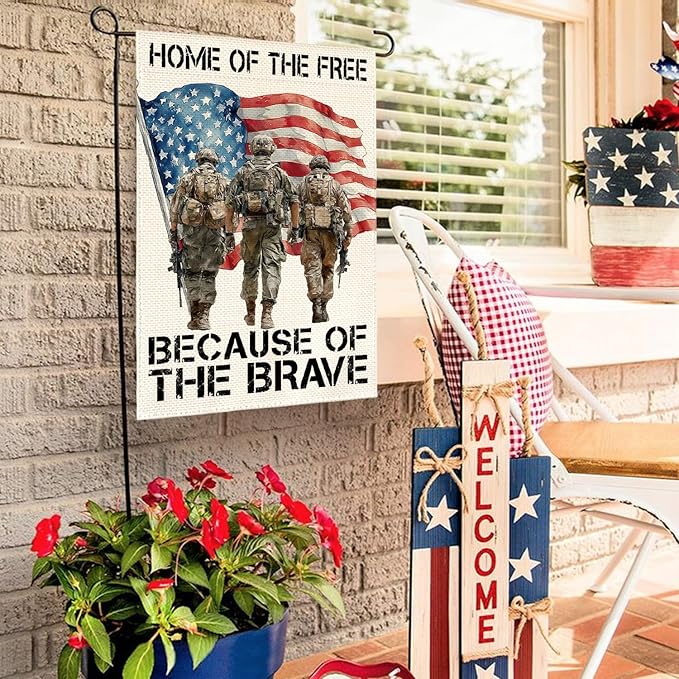 AVOIN colorlife Memorial Day Patriotic Garden Flag 12x18 Inch Double Sided Outside, USA Military Soldiers Veteran 4th of July Yard Outdoor Decoration
