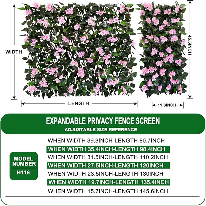 Expandable Fence Privacy Screen for Balcony Patio Outdoor,Decorative Faux Ivy Fencing Panel,Artificial Hedges