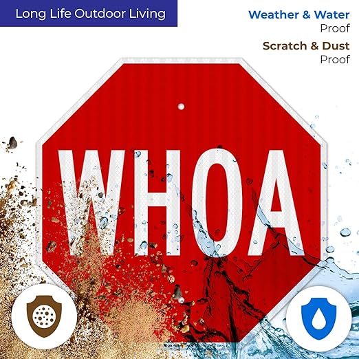Whoa Sign, 18x18 Inches, 3M EGP Reflective .063 Aluminum, Fade Resistant, Made in USA by Sigo Signs