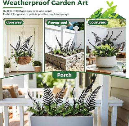 6-Pack Metal Flower Decorative Garden Stakes, Hand-Painted Vintage Black, Weather-Resistant Metal Outdoor Garden Decor for Flower Beds, Yard Art & Potted Plants Gift-Boxed Indoor & Outdoor Decor