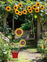 hogardeck Garden Decor for Outside, 39" Sunflower Pot Decorative Garden Stakes for Spring Outdoor Decor, Metal Yard Art Sunflower Welcome Sign for Porch Patio Lawn Pathway Backyard Decorations
