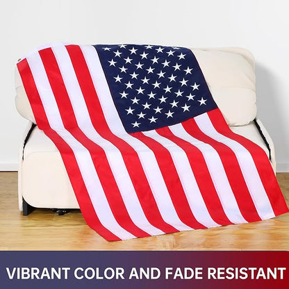 Embroidered American Flag 3x5 Outdoor,Heavy Duty 420D Nylon USA FLag, Embroidered Star and Sewn Stripes,Quadruple Stitched Fly End,Brass Grommets,Patriotic Decor