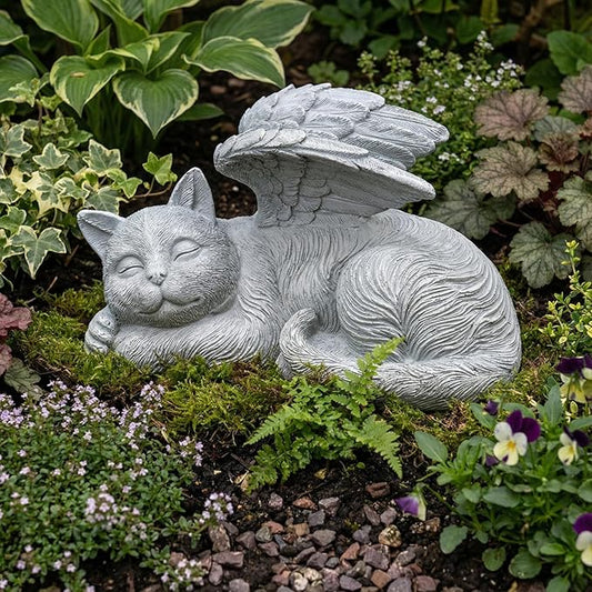 Elenon Cat Pet Memorial Stones Outdoor Statue, Angel Sleeping Cat Memorial Stones Garden Statue Decor, Pet Loss Sympathy Grave Gifts