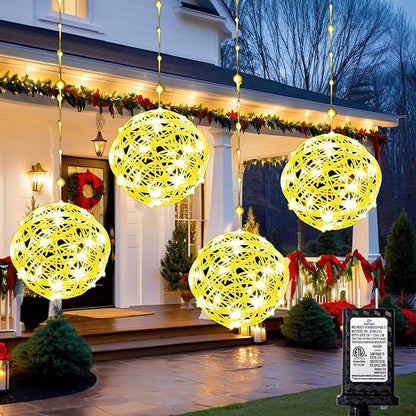 Christmas Ball Lights - 160LED Outdoor Tree Globe String Lights, 8 Modes Waterproof Sphere Lantern Lights, Christmas Decor for Tree Garden Porch (Warm White)