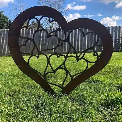 Rusty Stake Heart Statue Tree with Realistic Rusted Heart for Home and Garden Parterre Enhancement Yard Decoration