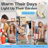 HUYIENO Solar Garden Statue Outdoor Decor Ornament Waterproof Solar Powered LED Lights for Yard, Patio, Lawn Gift for Mom, Women, Housewarming Hedgehog