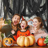 400" x 85" Halloween Creepy Cloth - Large Size Spooky Fabric - Scary Gauze Blood Cloth for Haunted House, Party, Yard Decoration (Black)