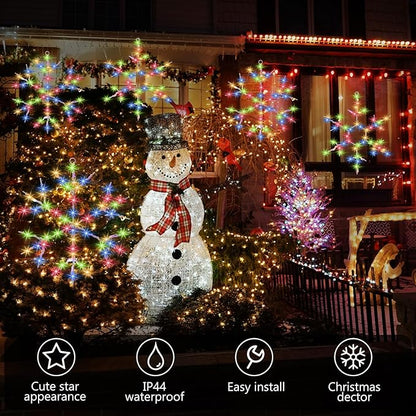 Tuanse 8 Pcs Christmas Silhouette Window Lights Christmas Snowflake Lights with Remote Control LED Lighted Snowflake Decorations Xmas for Window Wall (Colorful)