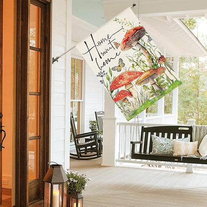 AVOIN colorlife Home Sweet Home Spring Mushrooms House Flag 28 x 40 Inch Double Sided, Seasonal Flowers Welcome Yard Outdoor Flag