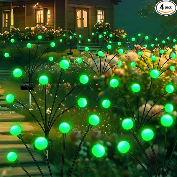 ZFNN Solar Firefly Light, Christmas Lights for Outside Decorations, 4 Pack 24 LED Green Solar Garden Lights, Outdoor Waterproof Garden Decor for Yard Patio Pathway Lawn Christmas