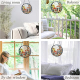 kdqua Mushroom Flower Suncatcher Stained Glass Window Hanging, Full Moon Mushroom Sun Catchers Indoor Window Glass Round Wall Decor, Cottagecore Wall Art Hanging Decorations Statues, 7.9x7.9in