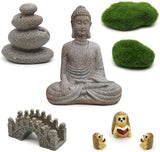 Meditation Zen Garden Accessories - Miniature Buddha Fairy Garden Kit Micro landscape Terrarium Kit DIY Japanese Mini Zen Garden Decor Chinese Potted Plant Culture Bonsai Decoration Bridge Pagoda