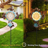 MUMTOP Outdoor Thermometers for Patio-Indoor Outdoor Wall Thermometer - Solar Led Light Cross and Flower Outside Decorative Temperature for Home or Garden Decor