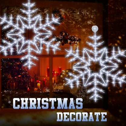 Tuanse 24" Folding Christmas Snowflake Lights with Remote Control 150 LED Outdoor Hanging Light up Snowflakes Decor for Xmas Tree Window Yard Garden Porch Party Decoration (White)